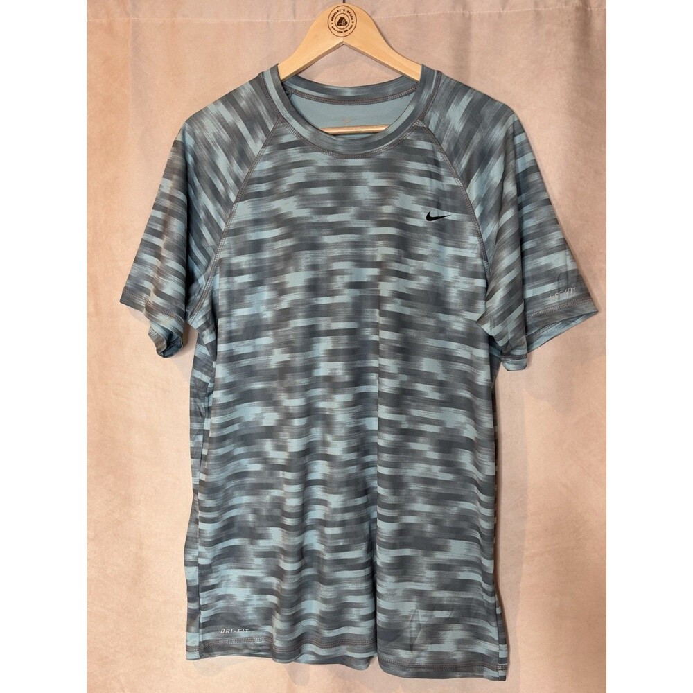 Nike Dri-FIT Graphic Performance Shirt Large Blue Gray Athletic Tee